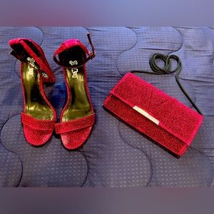 Brash Women’s Chunky Heel Sandal & Handbag Purse Bundle Set Size 8.5 Pink/Purple